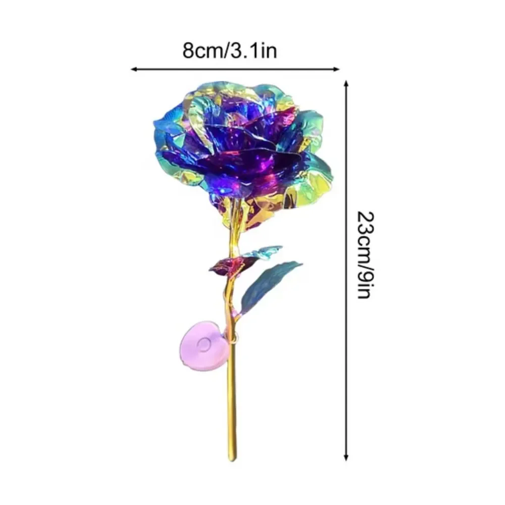 Childom Colorful Iridescent Rose Artificial Purple Flower Satin Lined Gift Box